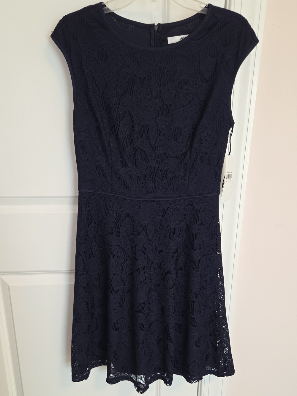 NWT WISP Navy Blue Lace Cap Sleeve Fit & Flare Mini Dress